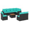 vidaXL Set mobilier de grădină cu perne, 9 piese, negru, poliratan