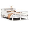 vidaXL Pat bibliotecă fără saltea, alb, 160x200 cm, lemn masiv de pin