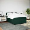 vidaXL Pat box spring cu saltea, verde &icirc;nchis, 140x190 cm, catifea
