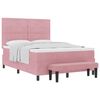 vidaXL Pat cu arcuri cu headboard Roz 190 x 140 cm Catifea