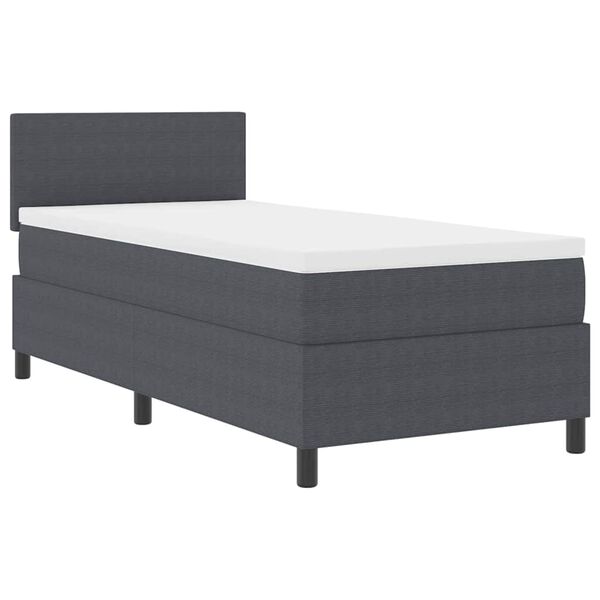 vidaXL Pat cu arcuri cu headboard Gri închis și alb 100 x 200 cm