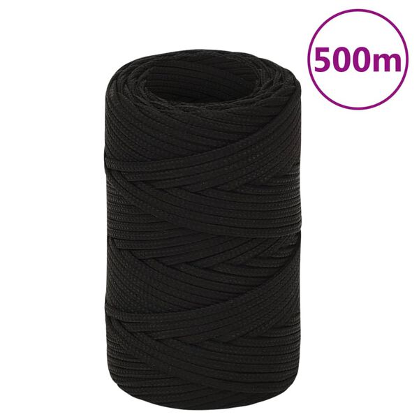 vidaXL Fr&acirc;nghie de lucru, negru, 2 mm, 500 m, poliester