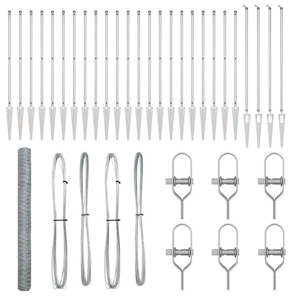 vidaXL St&acirc;lp de gard. Argintiu 50 x 1,6 m (plasă de 50 mm) Oțel