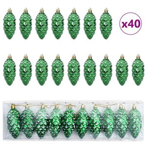 vidaXL Decorațiuni pentru Pomul de Crăciun 40 buc. Verde 4 x 9 cm