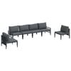 vidaXL Set de canapele pentru grădină cu pernă 6 pcs Negru Oțel
