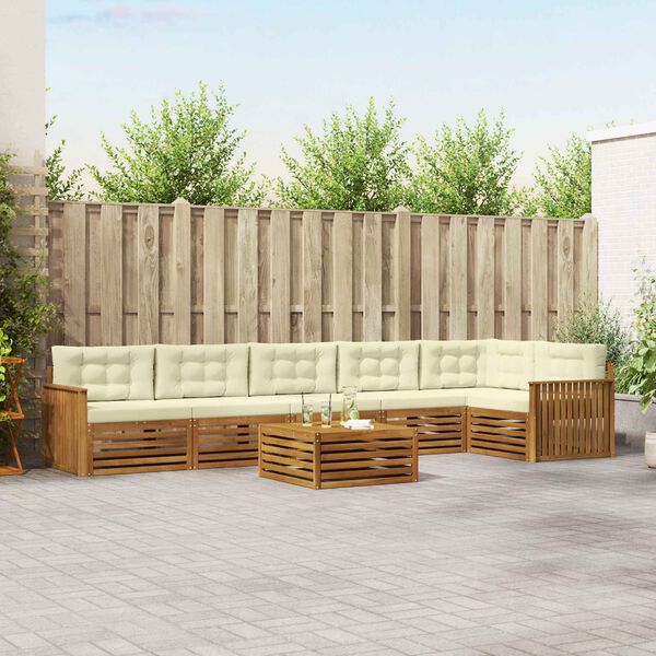 vidaXL Set de canapele de exterior cu pernă 7 pcs Natural și Crem