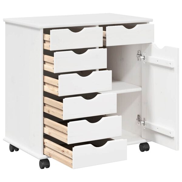 vidaXL Cabinet mobil Alb 63,5 x 39 x 65,5 cm Lemn de pin masiv