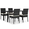 vidaXL Set de masă și scaune de exterior, 5 piese, negru, poliratan