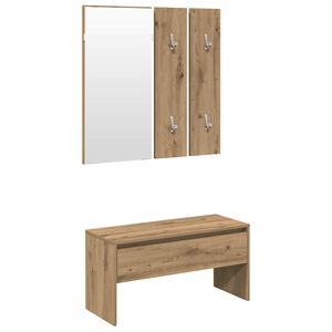 vidaXL Set de mobilier pentru hol din lemn de stejar artizanal
