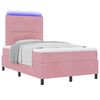 vidaXL Pat cu arc LED cu saltea cu headboard Roz 120 x 200 cm țesătură