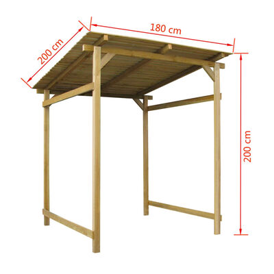 Foișor lemn cu spațiu depozitare, copertină înclinată, 180x200x200 cm
