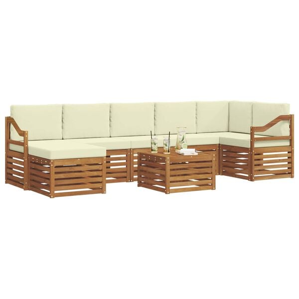 vidaXL Set canapea sectională cu pernă 8 pcs Natural și Crem