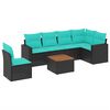 vidaXL Set canapele de grădină cu perne, 7 piese, negru, poliratan