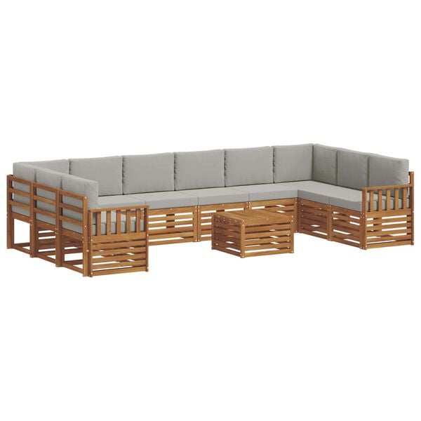 vidaXL Set canapea sectională cu pernă 11 pcs Gri natural și deschis