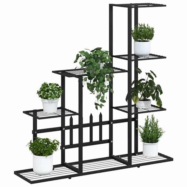 vidaXL Suport pentru flori, 94,5x25x88 cm, negru, metal