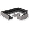 vidaXL Set mobilier de grădină cu perne,12 piese,gri &icirc;nchis, poliratan