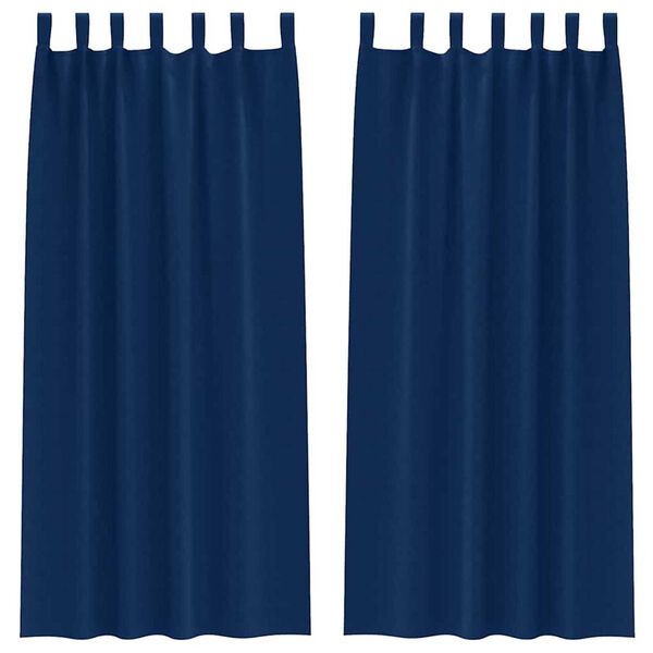 vidaXL Perdele Opaque cu Inel 2 pcs Albastru &icirc;nchis 260 x 140 cm