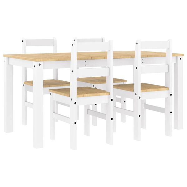 vidaXL Set de sufragerie din 5 piese PANAMA din lemn masiv de pin alb