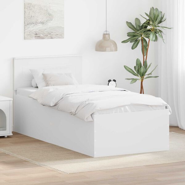 vidaXL Cadru de pat cu headboard Alb 120 x 200 cm Lemn compozit