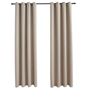 vidaXL Draperii opace cu inele metalice, 2 buc., bej, 140 x 175 cm