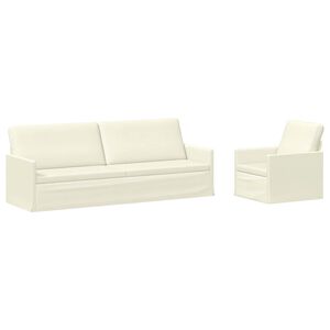 vidaXL Set de canapea 2 pcs Crem Țesătură din corduroy