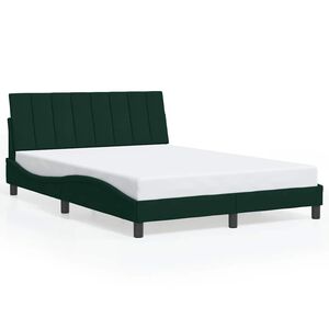 vidaXL Cadru de pat fără saltea, Hanko, verde &icirc;nchis, 140x190 cm, catifea