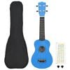 vidaXL Set ukulele Soprano pentru copii, cu husă, bleu, 23"