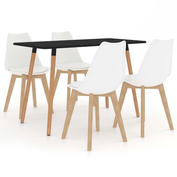 vidaXL Set de masă, 5 piese, alb