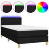 vidaXL Pat cu arcuri, saltea și LED, negru, 90x190 cm, textil