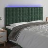 vidaXL Tăblie de pat cu LED, verde &icirc;nchis, 160x5x118/128 cm, catifea