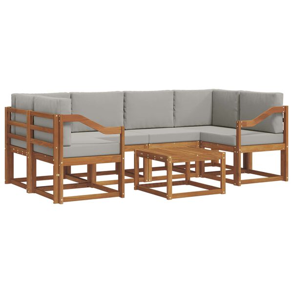 vidaXL Set de canapele de exterior 7 pcs Gri natural și deschis