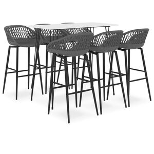 vidaXL Set mobilier de bar, 7 piese, alb și gri