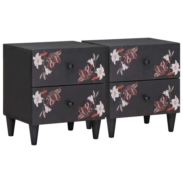 vidaXL Noptieră 2 pcs Maro 40 x 33,5 x 46 cm Lemn de mango solid