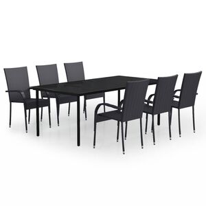 vidaXL Set mobilier de grădină,negru, 7 piese