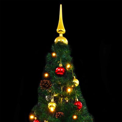 vidaXL Pom de Crăciun artificial decorat globuri și LED 180cm verde