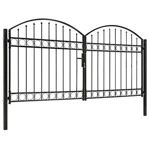 vidaXL Poartă de gard ASSEN Ușă dublă cu partea superioară arcuită din oțel 300x125 cm