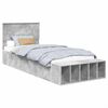 vidaXL Cadru de pat cu raft Gri din beton 90 x 200 cm Lemn prelucrat