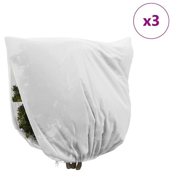 vidaXL Huse din fleece pentru protecția plantelor &icirc;mpotriva &icirc;nghețului 3 pcs