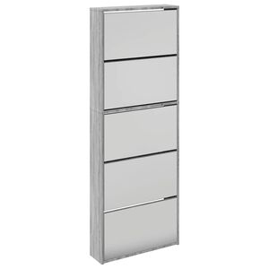 vidaXL Pantofar cu oglindă, 5 niveluri, gri sonoma, 63x17x169,5 cm