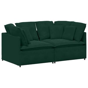 vidaXL Canapea modulară cu perne, verde &icirc;nchis, catifea