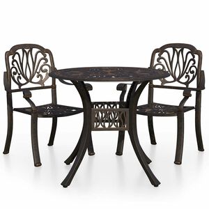 vidaXL Set mobilier bistro, 3 piese, bronz, aluminiu turnat
