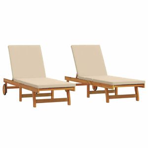 vidaXL Șezlong 2-persoană 2 pcs Maro Lemn Solid de Acacia