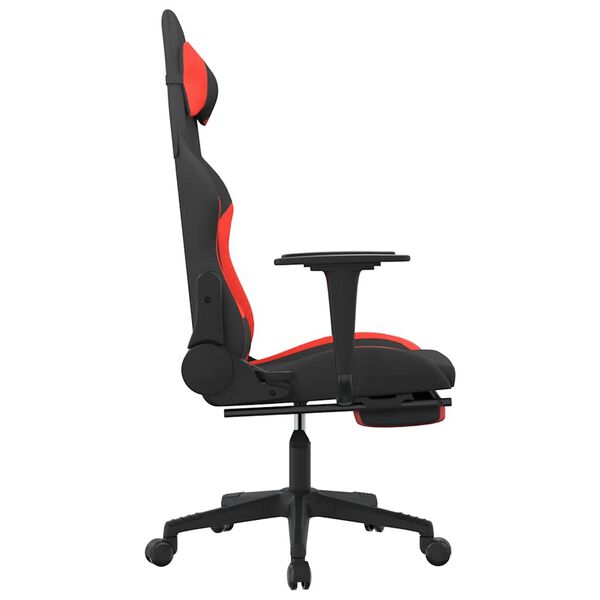 vidaXL Scaun de gaming cu masaj/suport picioare, negru și roșu, textil