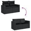 vidaXL Set mobilier de grădină cu perne, 8 piese, negru, poliratan