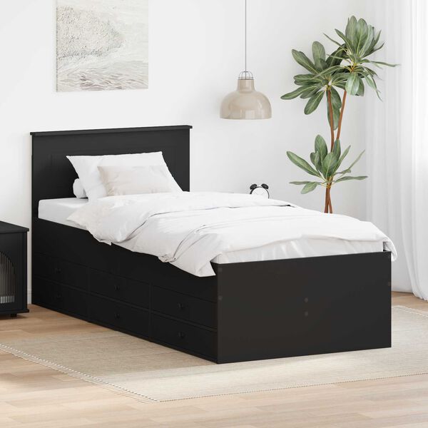 vidaXL Daybed cu sertar cu headboard Negru 100 x 200 cm Lemn compozit