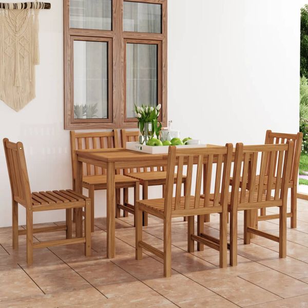 vidaXL Set de mobilier de grădină cu 7 piese, 140x80 cm, lemn masiv de tec