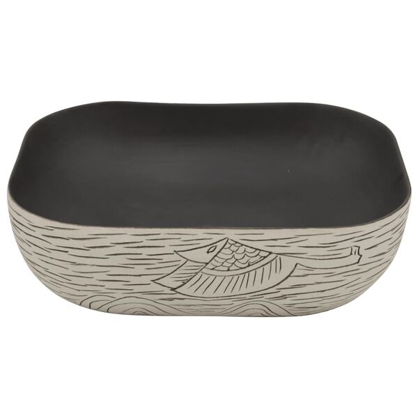 vidaXL Lavoar de blat gri/negru 48x37,5x13,5 cm, ceramică, dreptunghi