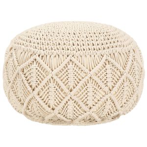 vidaXL Taburet puf macrame lucrat manual, 45 x 30 cm, bumbac