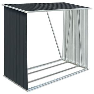 vidaXL Șopron de lemne de grădină, gri, 163x83x154 cm, oțel galvanizat