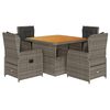 vidaXL Set mobilier de grădină cu perne, 5 piese, gri, poliratan